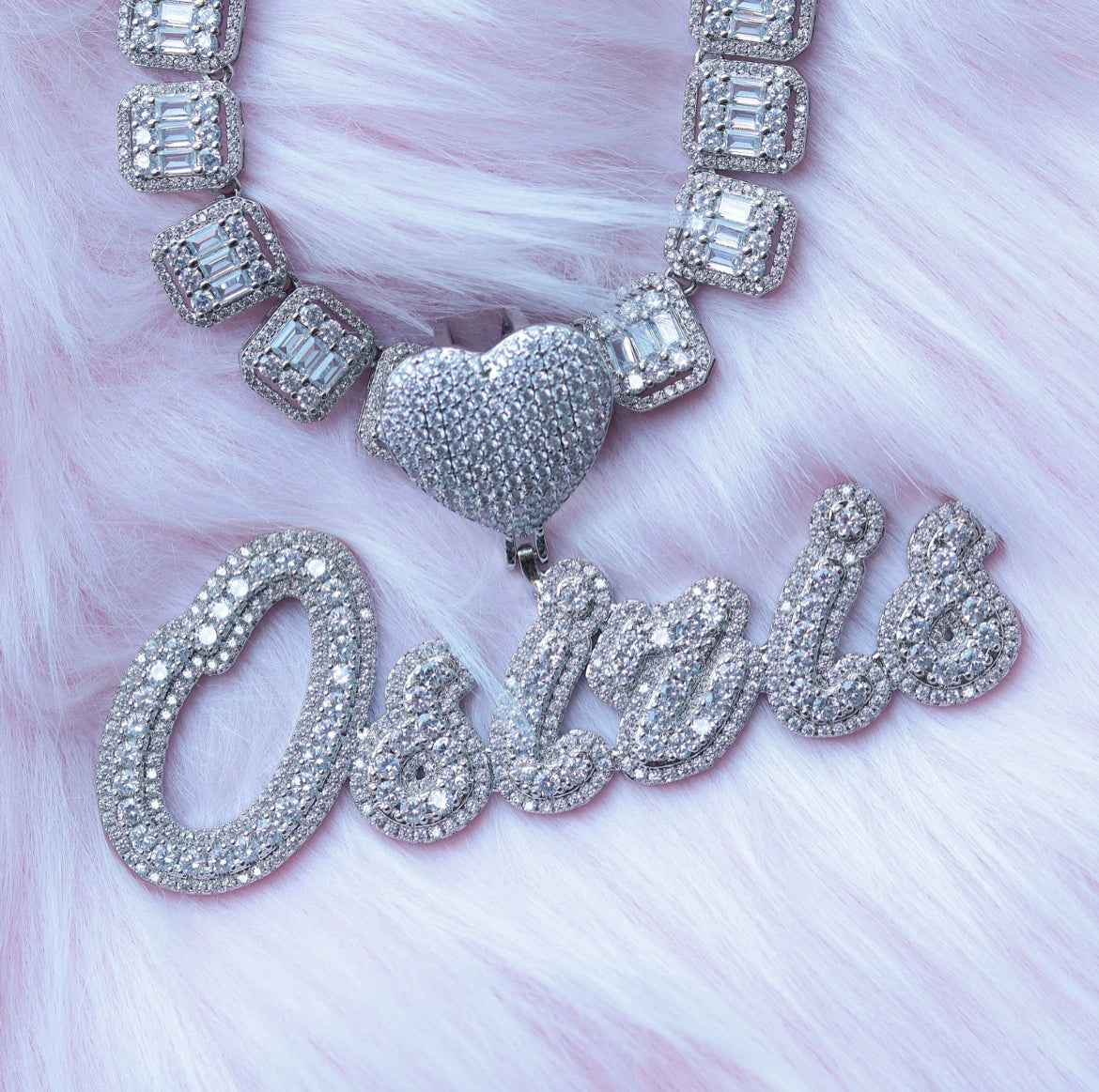 Custom Baguette Heart Necklace