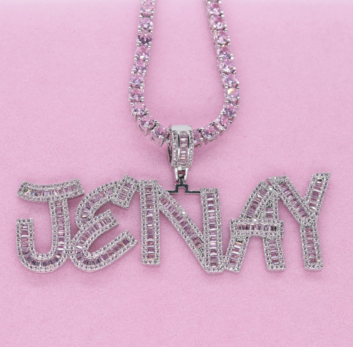 Pink Baguette Letter Pendant