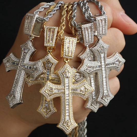 baguette cross pendant