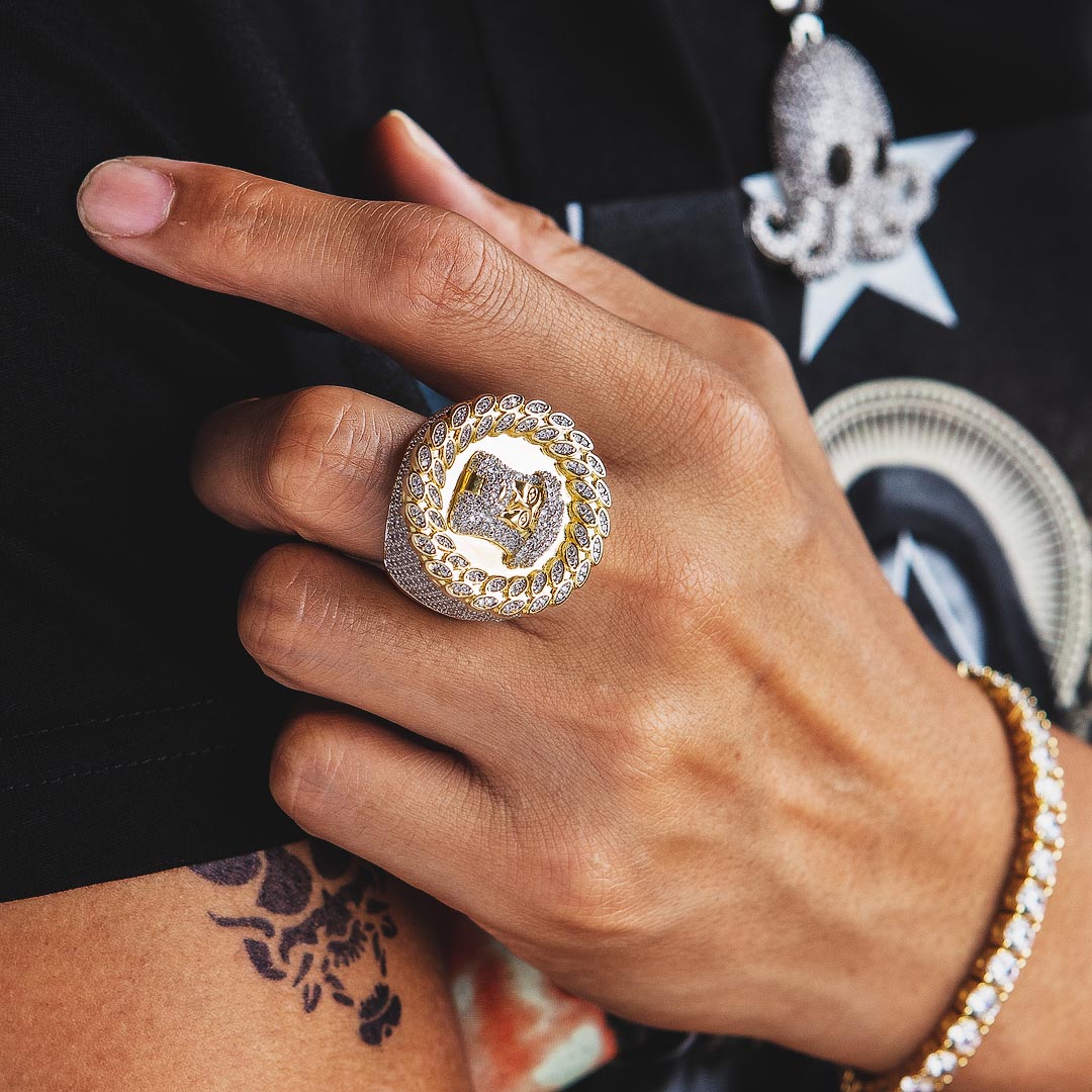 Micro Pave Jesus Ring