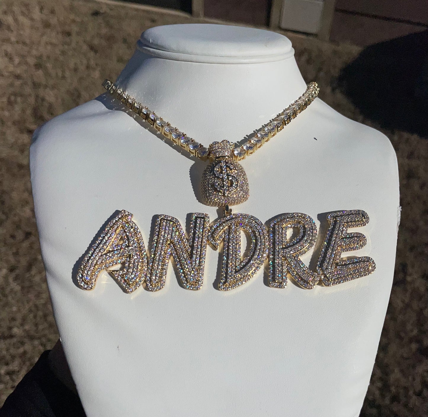 Custom Money Bag Letter Necklace