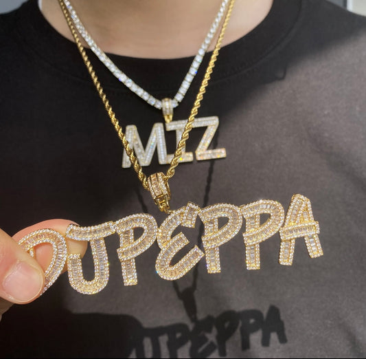 Custom Baguette Letter Necklace