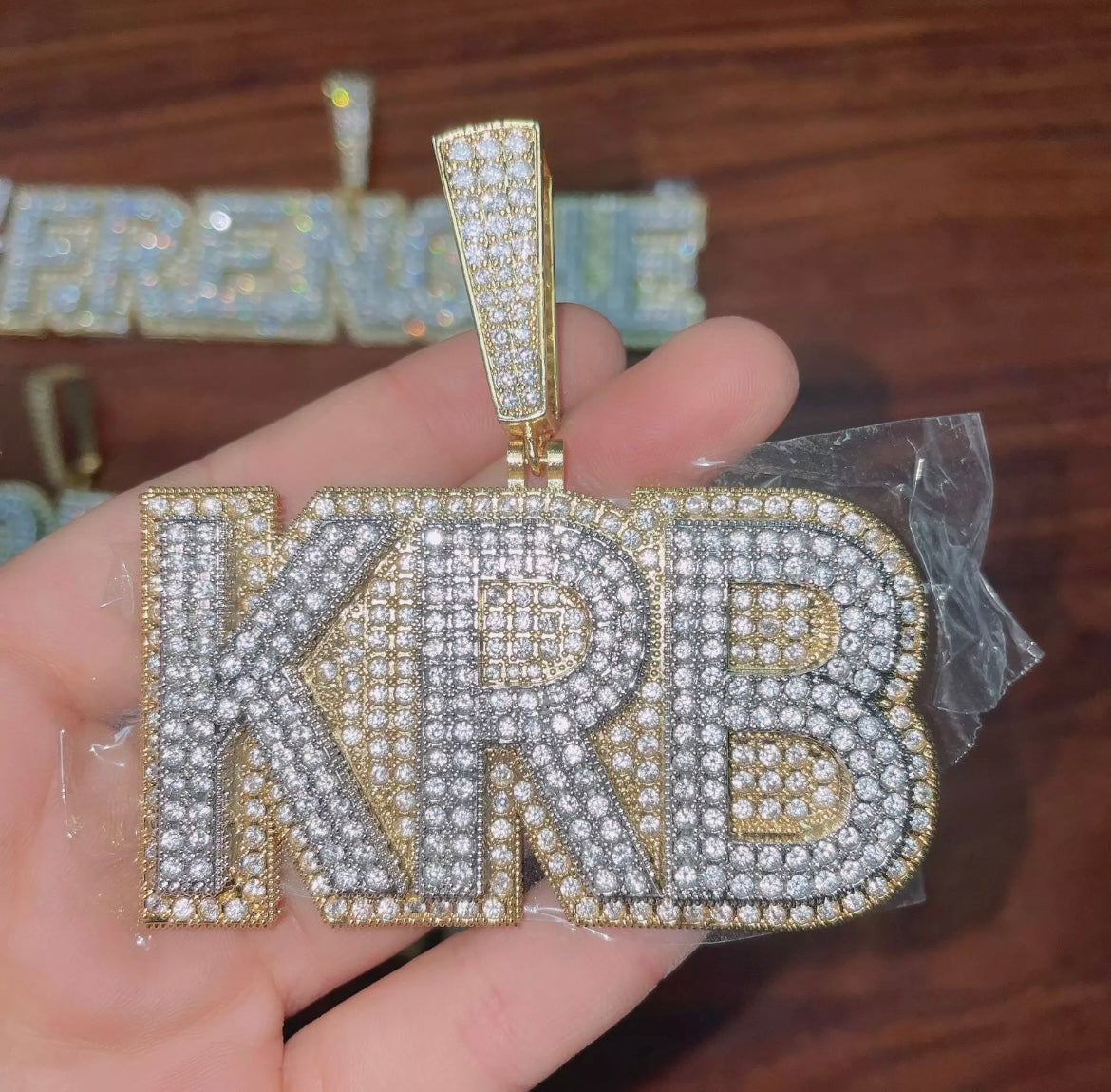 Iced out men's letter necklace