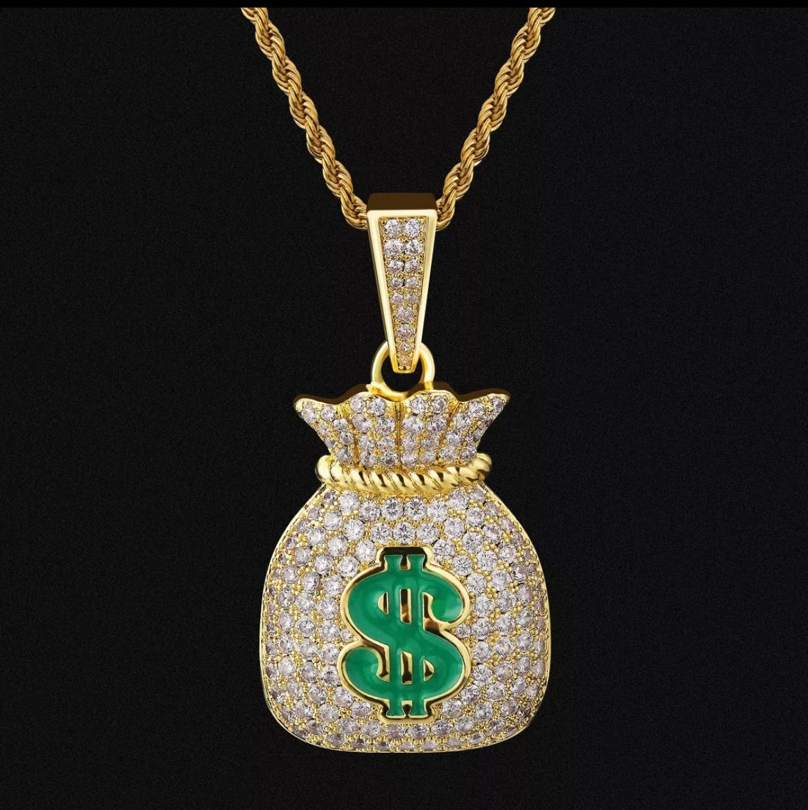 Iced Out Money Bag Pendant