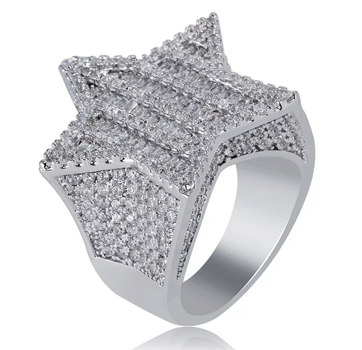Iced Pointed Star Ring