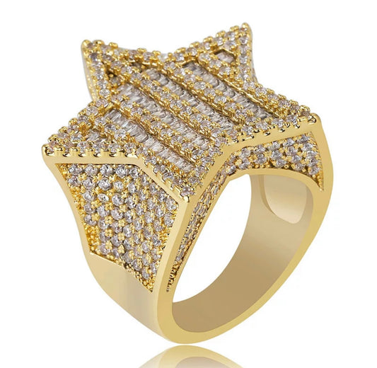 Iced Pointed Star Ring