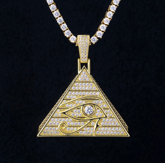Iced Eye of Horus Pyramid Pendant
