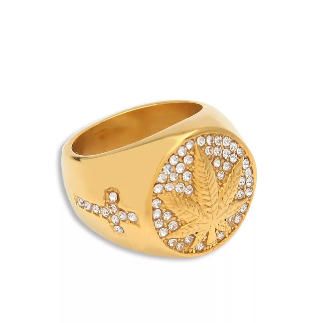 Iced Maple Leaf Ring