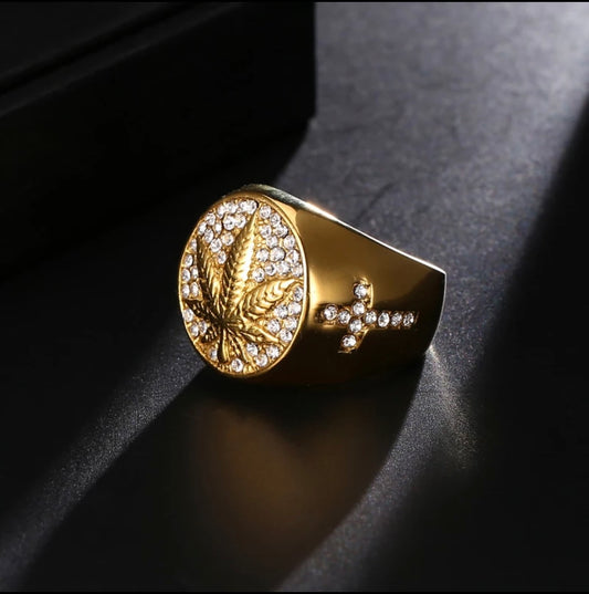 Iced Maple Leaf Ring