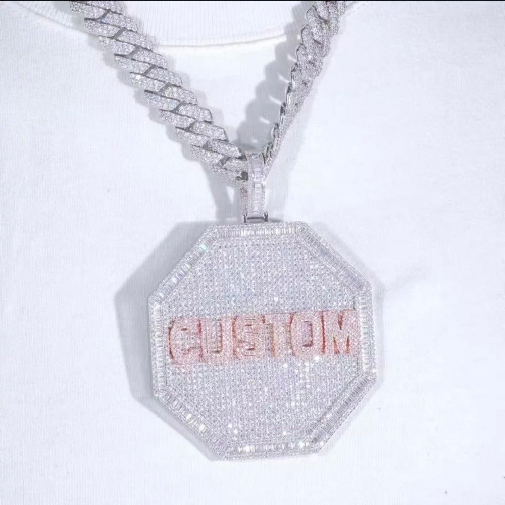 Custom octagon name pendant