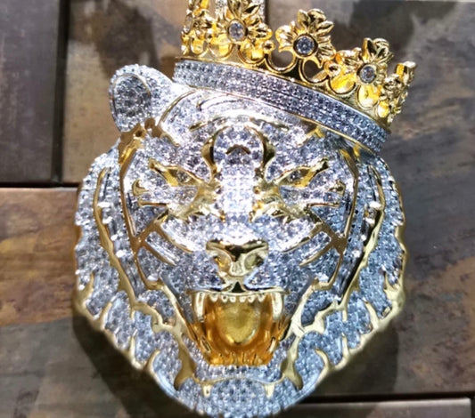 Iced Out Crowned Lion Pendant