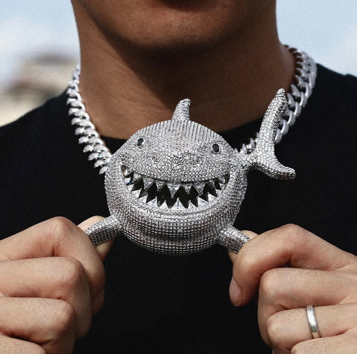 Iced Out Shark Necklace