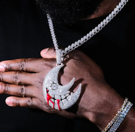 Iced Out Crescent Moon Pendant
