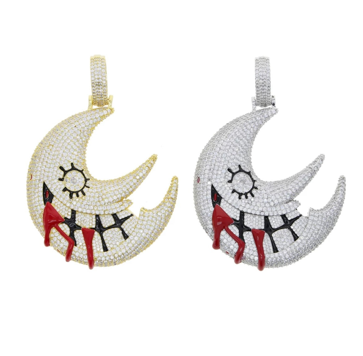 Iced Out Crescent Moon Pendant