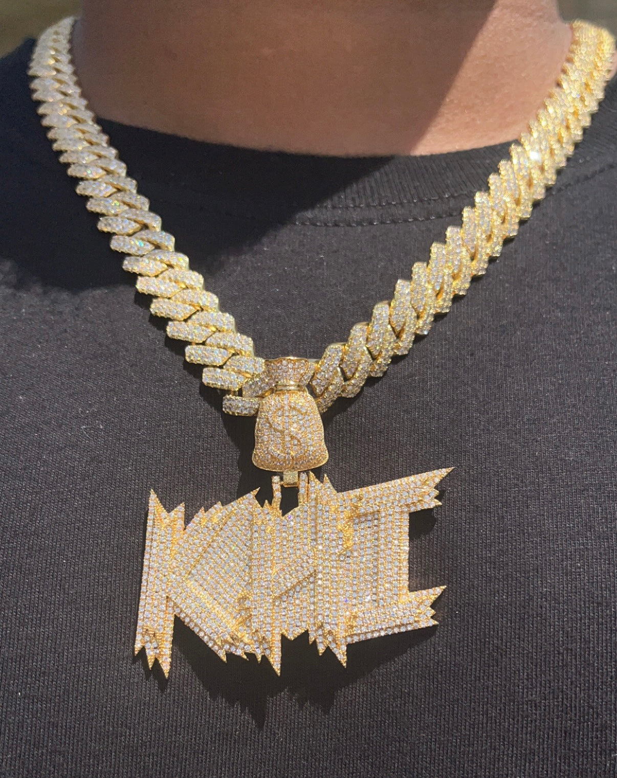 Custom Diamond Money Bag Pendant
