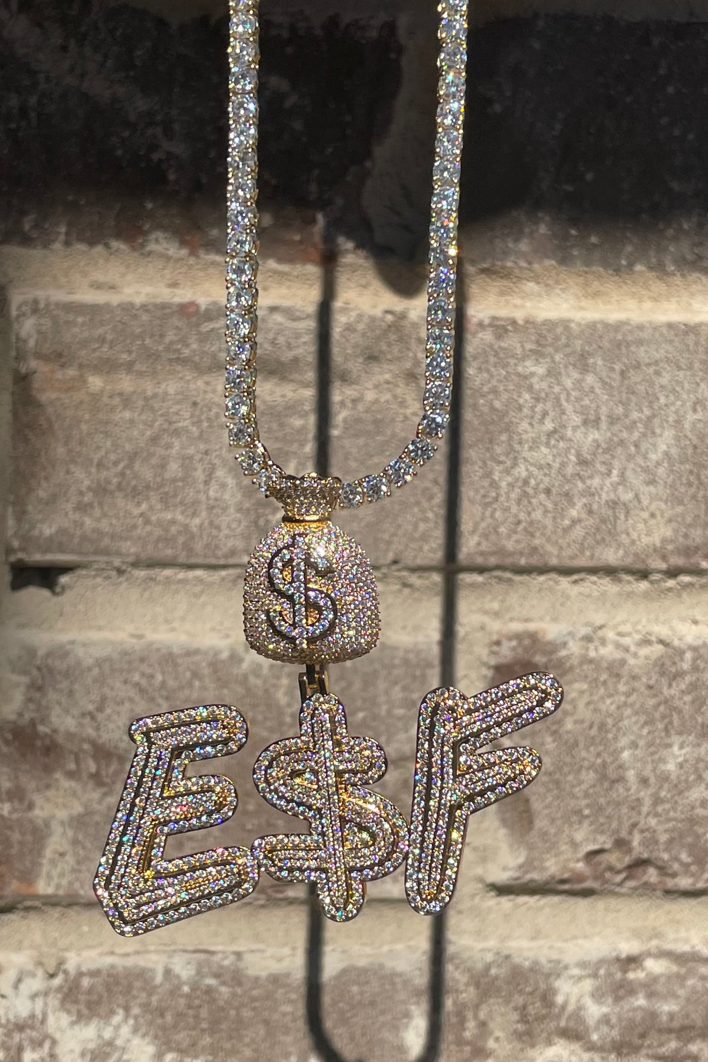 Custom Money Bag Letter Necklace