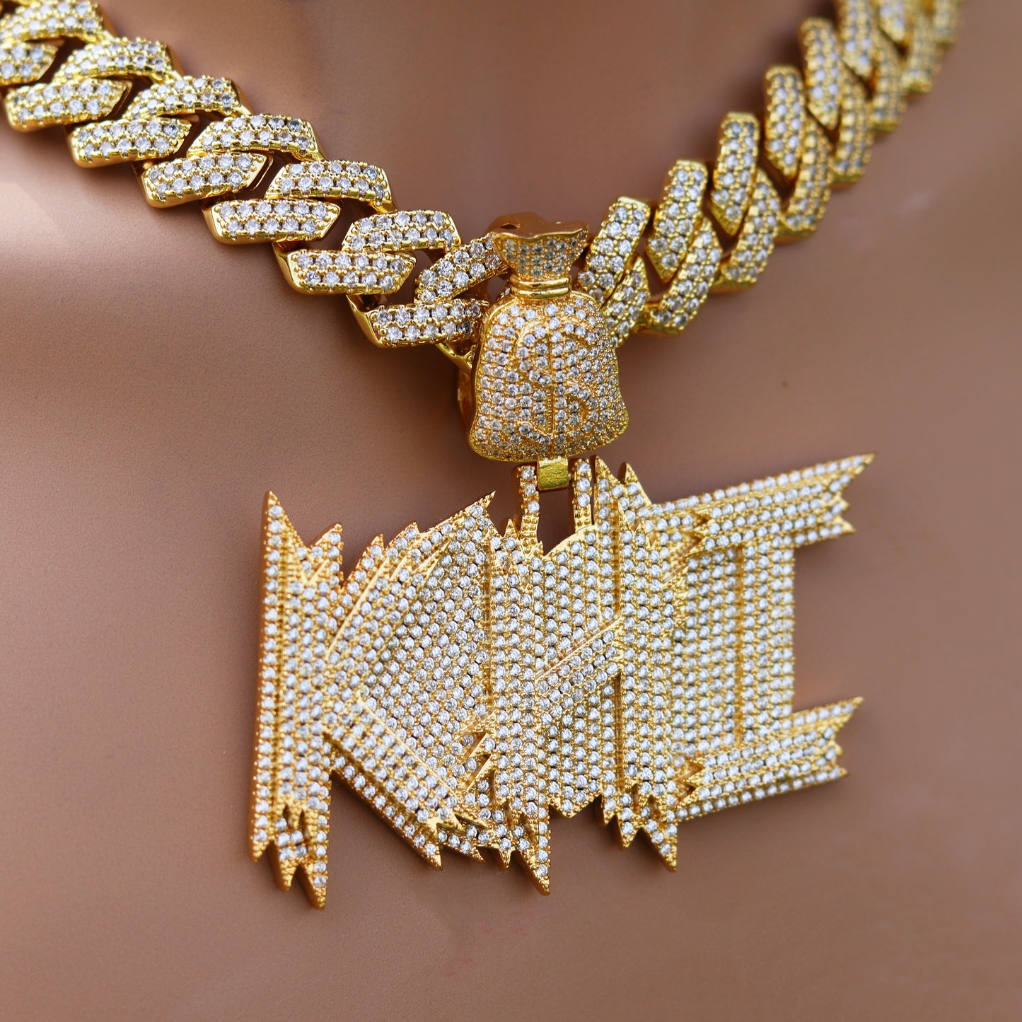 Custom Diamond Money Bag Pendant