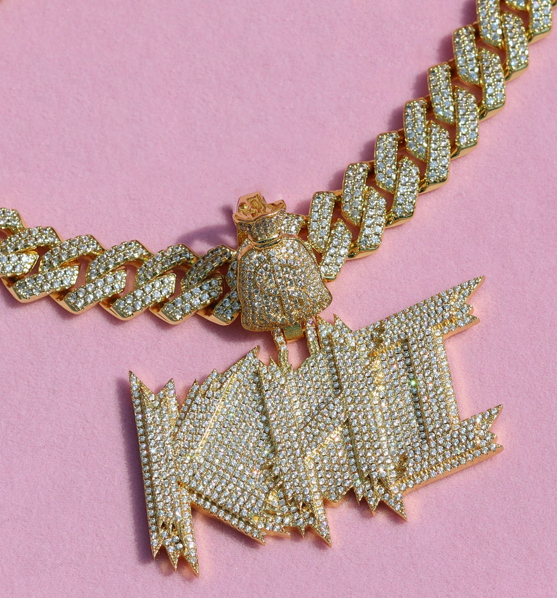 Custom Diamond Money Bag Pendant