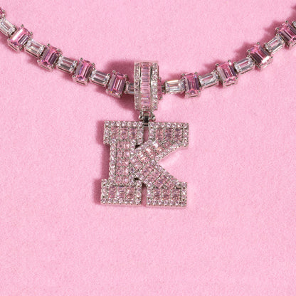 Custom Pink Initial Necklace