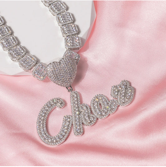 Custom Baguette Heart Necklace
