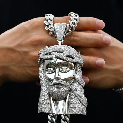 iced out big jesus head pendant