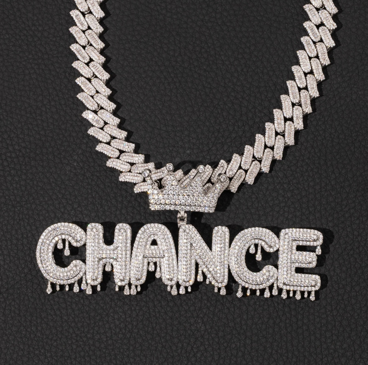 Dripped Crowned Cuban Name Necklace