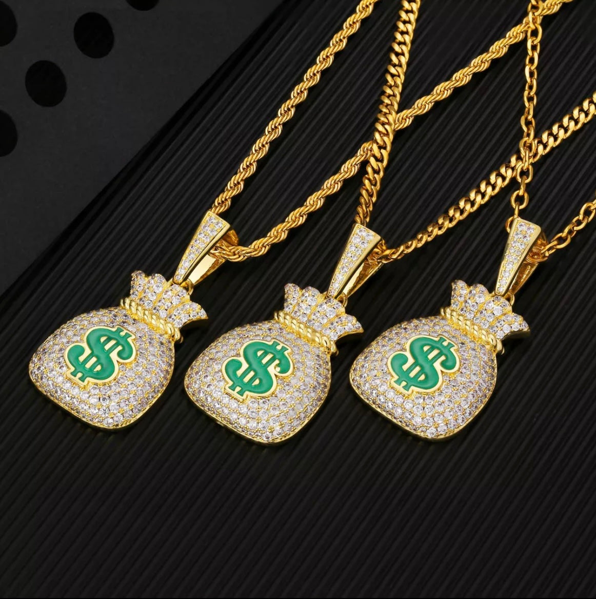 Iced Out Money Bag Pendant