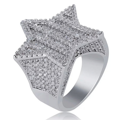 Iced Pointed Star Ring