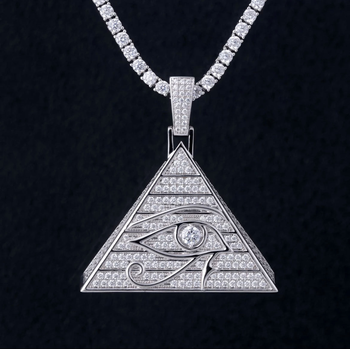Iced Eye of Horus Pyramid Pendant