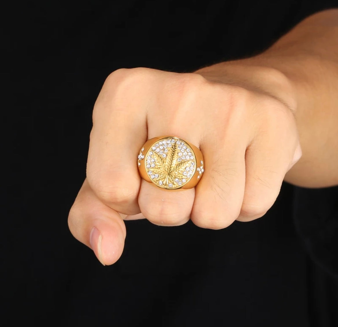 Iced Maple Leaf Ring