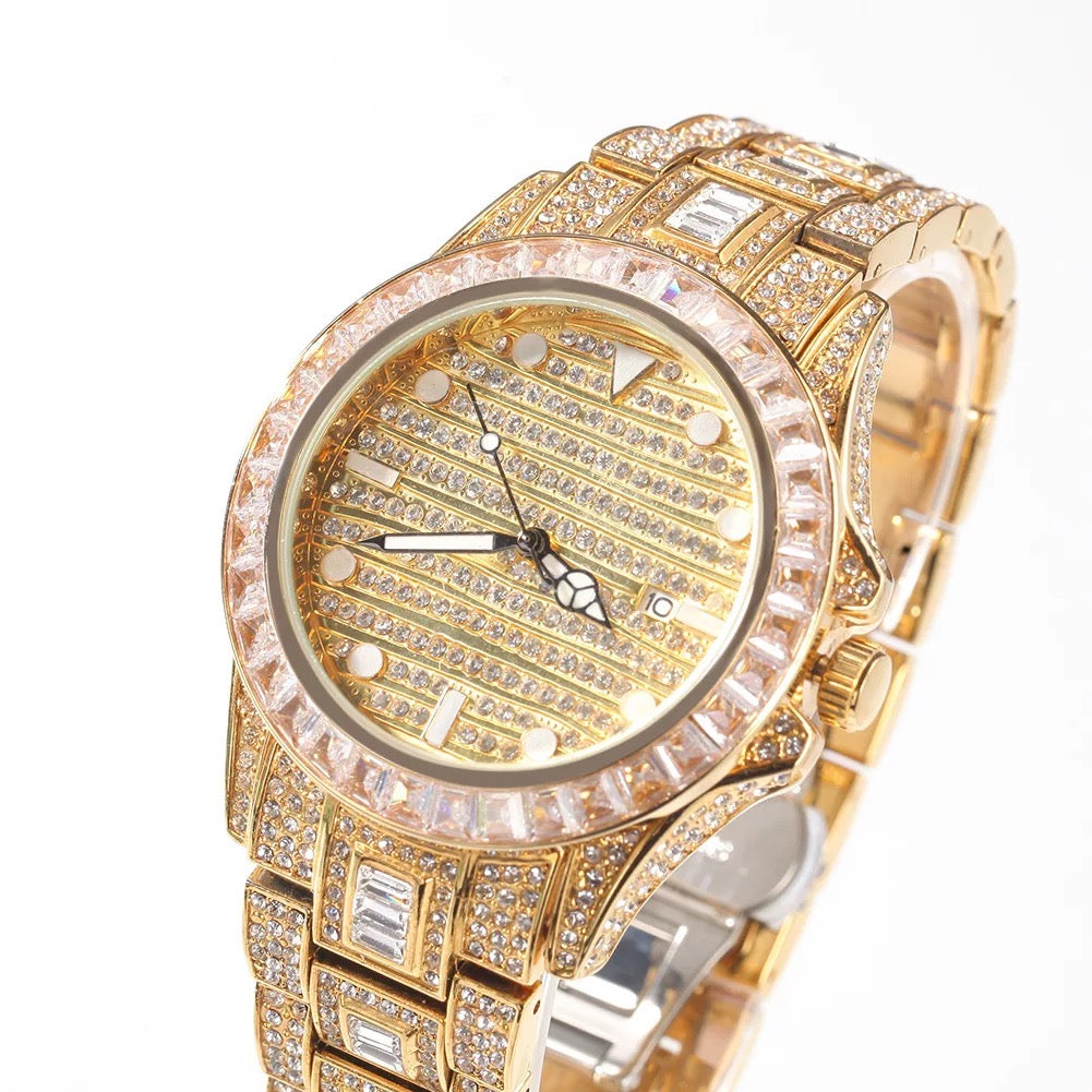Baguette Round Iced Out Watch