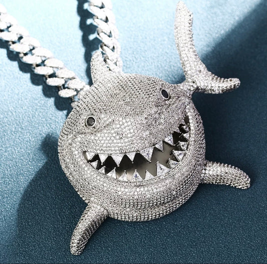 Iced Out Shark Necklace