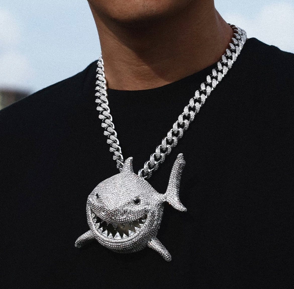 Iced Out Shark Necklace