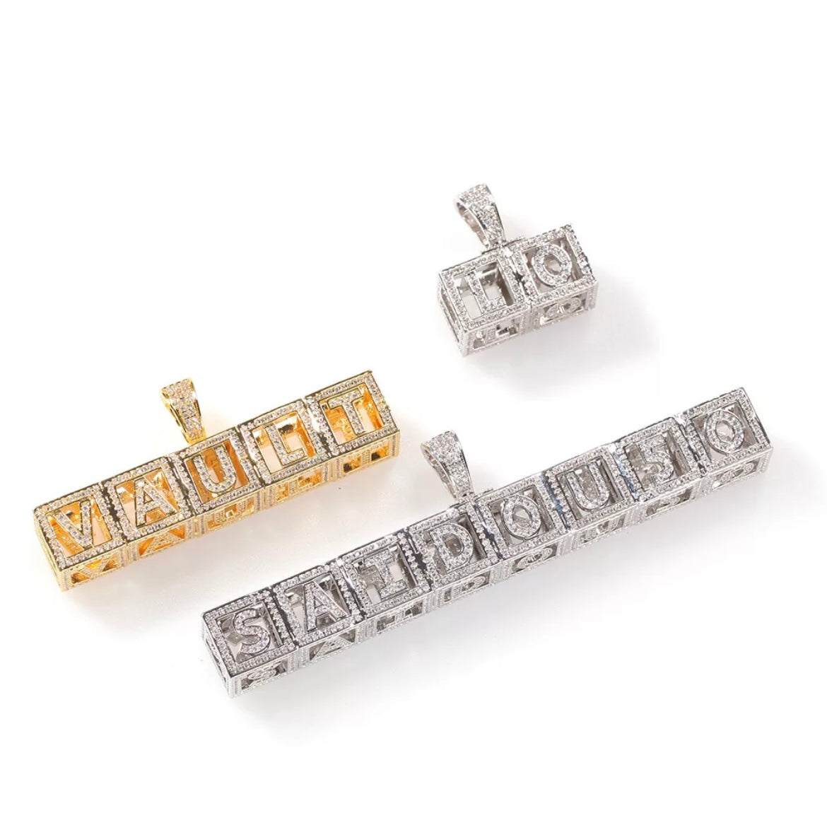 Iced Out Cubed Letter Necklace