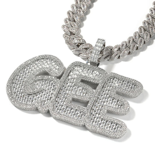Iced Out Baguette Letter Necklace